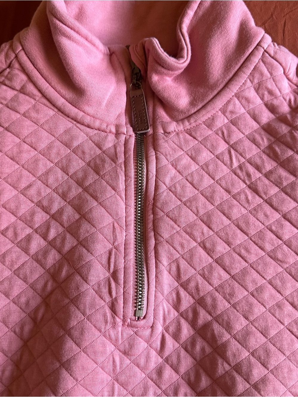 L.L. Bean Quilted Half-Zip Pullover Sweatshirt - Coral, M - Picture 4 of 7